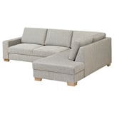 Modern SÖRVALLEN grey sofa, l-shaped, light wood legs, minimalist scandinavian design.