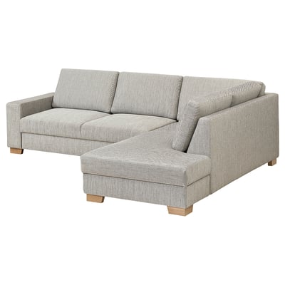 Modern SÖRVALLEN grey sofa, l-shaped, light wood legs, minimalist scandinavian design.