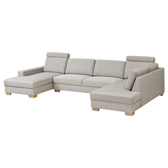 SÖRVALLEN corner sofa, 5seat, with chaise longue, left/Viarp beige