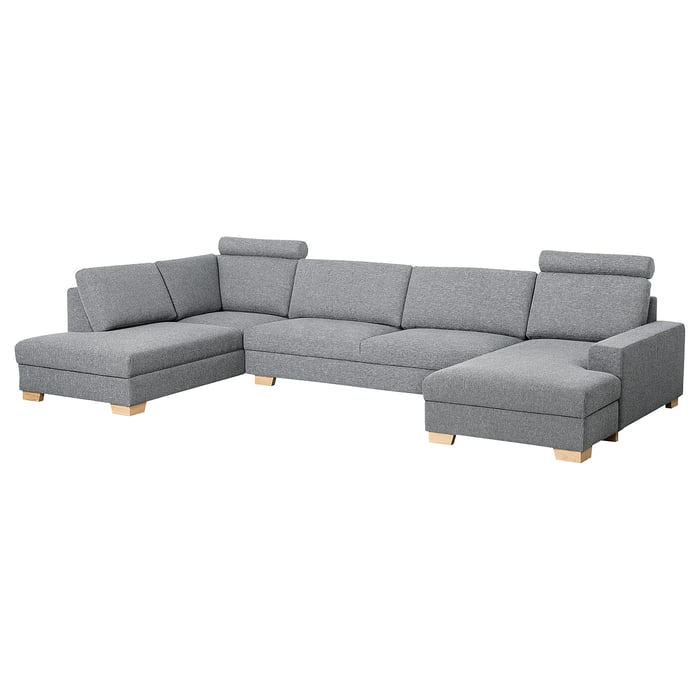 SÖRVALLEN corner sofa, 5seat, with chaise longue, right/Lejde grey