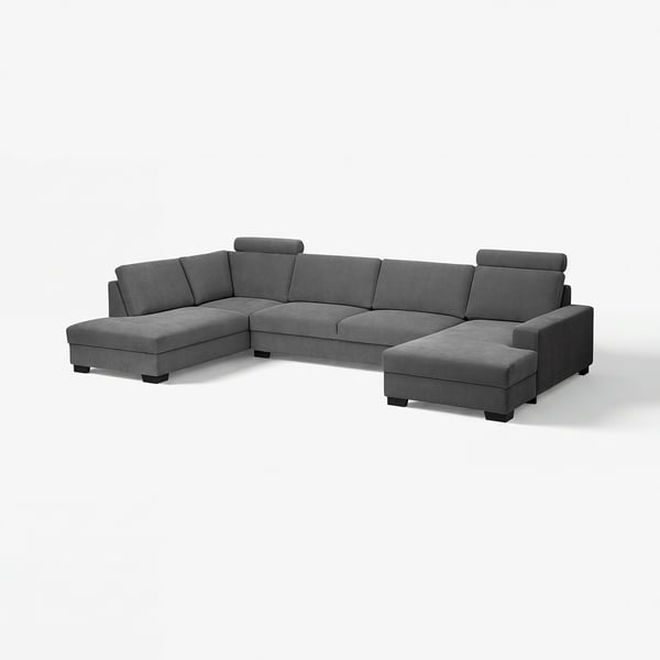 SÖRVALLEN Corner sofa, 5-seat, with chaise longue, right/Tallmyra medium grey