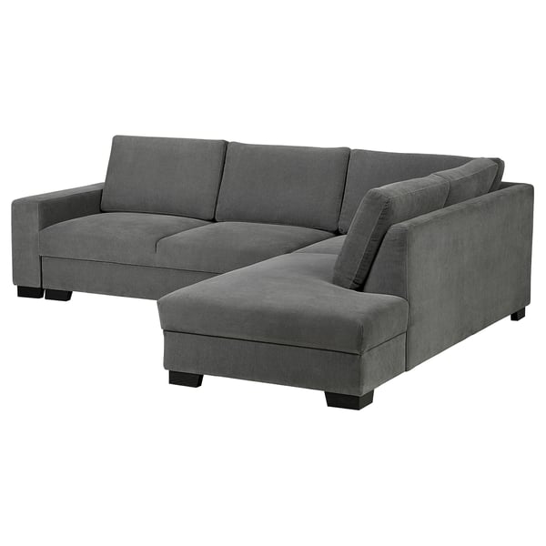 Gray SÖRVALLEN sectional sofa with chaise longue, fabric & wood, modern minimalist design.