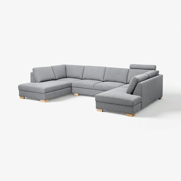 SÖRVALLEN U-shaped sofa, 4-seat, Lejde grey/black