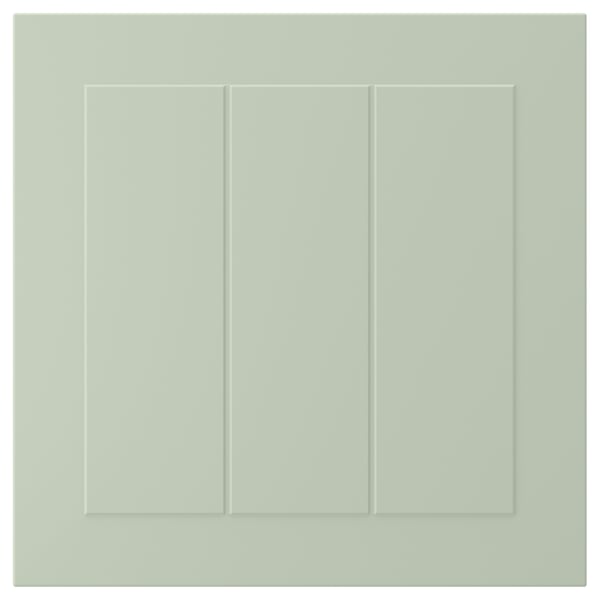 STENSUND green cabinet door with grooved panels, smooth lacquered surface, rectangular shape.