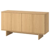 Light wood sideboard, three cabinets, clean design. Scandinavian style, light oak, rectangular, modern storage.