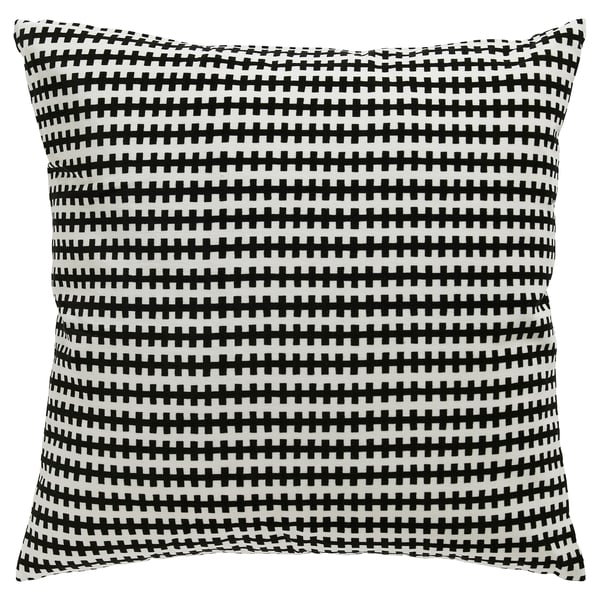 Black & white crisscross pillow - STOCKHOLM. Soft cotton velvet with duck feather filling.