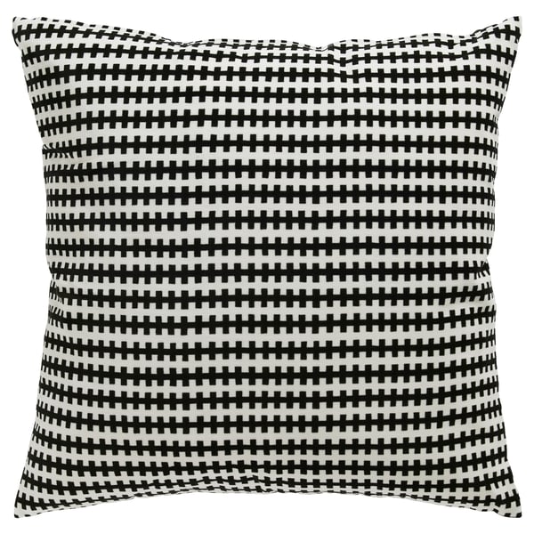 STOCKHOLM throw pillow, black and white checker square pattern, square shape, cotton velvet.