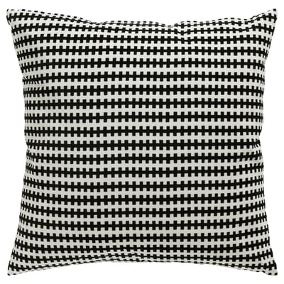 STOCKHOLM throw pillow, black and white checker square pattern, square shape, cotton velvet.