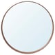 Option: A round wall mirror named STOCKHOLM with a sleek walnut frame and a bottom shelf for small items.