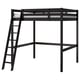 Black loft bed, STORÅ, with ladder on side, wooden, space-saving design.