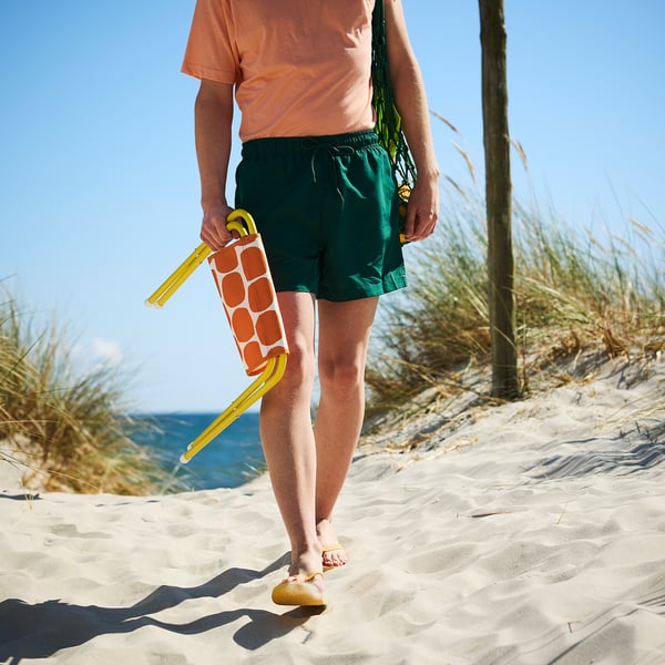 STRANDÖN Folding stool, bright yellow/bright orange