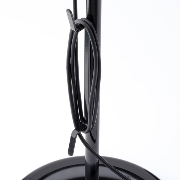Image shows a black SVARTNORA lamp with adjustable cable and height, part of a series inspired by danish street lighting.