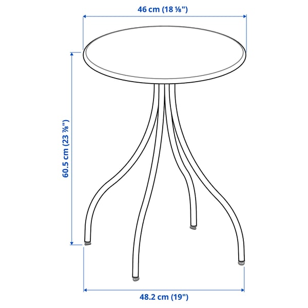 Illustration with measurements for the product: TÅNEBRO.