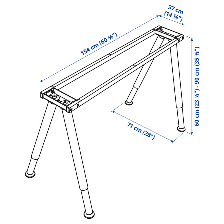 THYGE Frame for table top, silvercolour, 160x80 cm IKEA