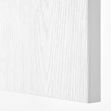 White wooden panel with smooth, even texture, clean finish, horizontal grain pattern visible.