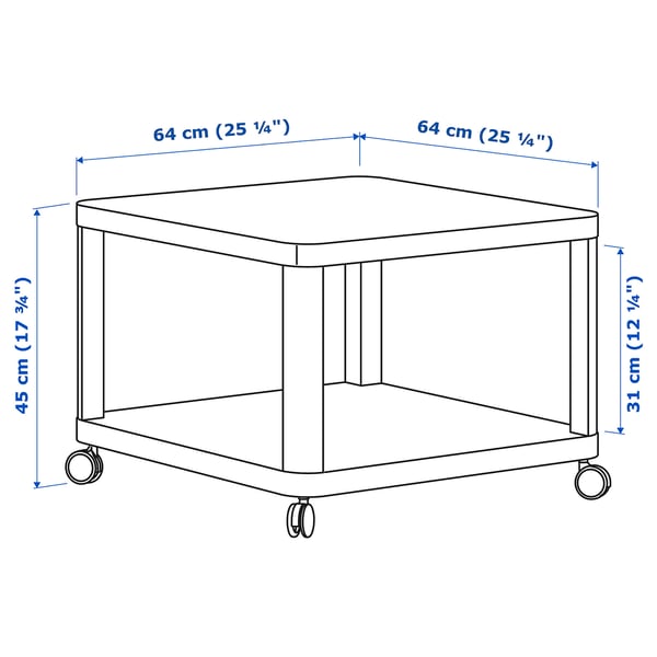 tingby side table on castors white 64x64 cm ikea