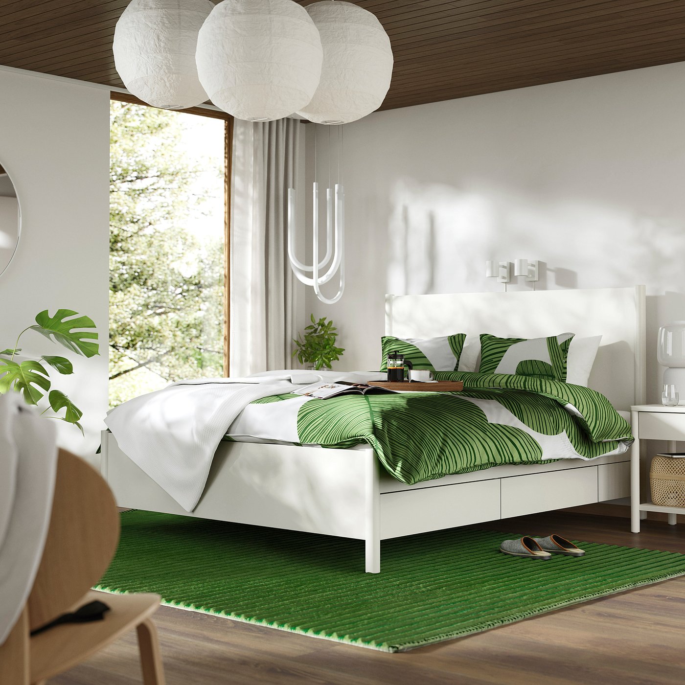 【 IKEA】TONSTADトンスタード ベッドフレーム収納付160x200cm TONSTAD bed frame with storage, off-white, 160x200 cm - IKEA