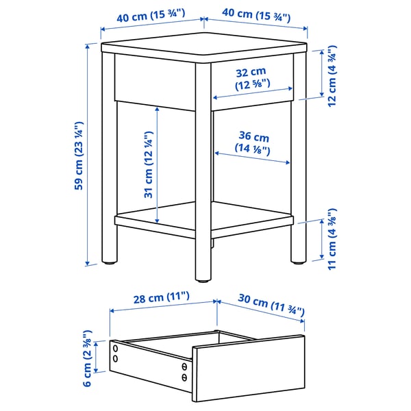 Illustration with measurements for the product: TONSTAD.