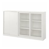 White TONSTAD cabinet with sliding doors, modern design, adjustable shelves.
