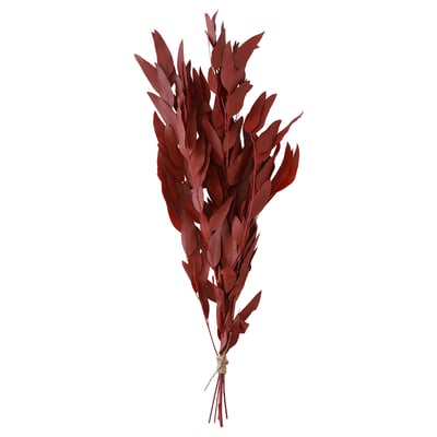 Bundled dark red, dried leaves tied with jute.