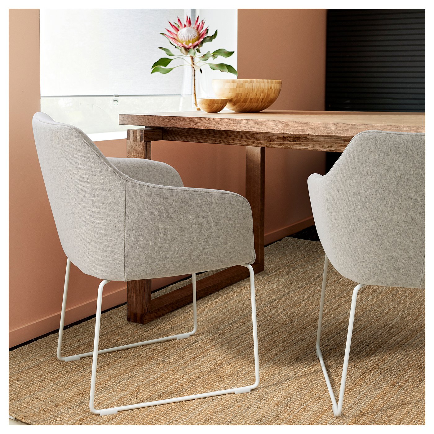 TOSSBERG chair, metal white/Gunnared beige - IKEA