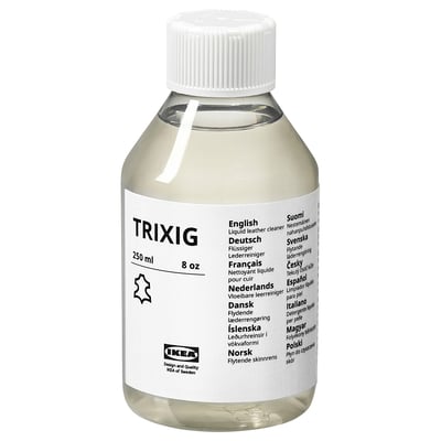 Plastic TRIXIG bottle with 250ml leather cleaner from ikea.