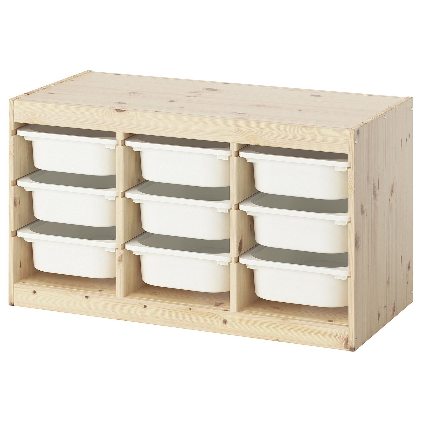 TROFAST storage combination with boxes, light white stained pine