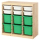 TROFAST Storage combination with boxes, room divider light white stained pine/white bright green, 93x44x91 cm