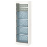 A white TROFAST storage unit with blue mesh drawers, ideal for organizing items.