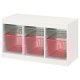White TROFAST storage unit with red mesh bins.