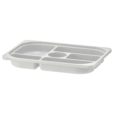White TROFAST storage tray with compartments, 50% recycled polypropylene.
