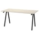 A TROTTEN desk in beige. Its rectangular with a-shaped black metal legs. The design is sturdy and functional for office work.