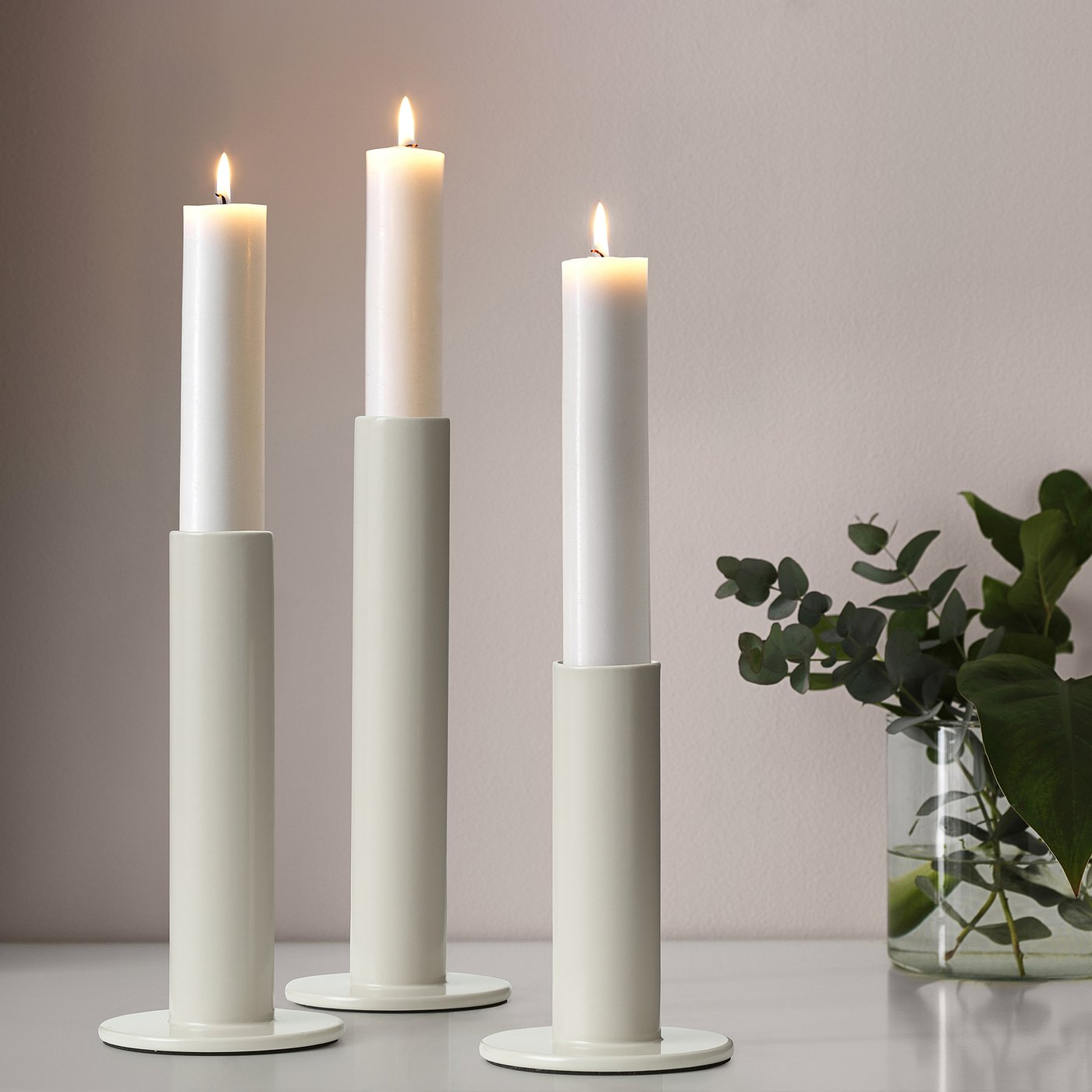 TUVKORNELL candle holder, set of 3, off-white - IKEA