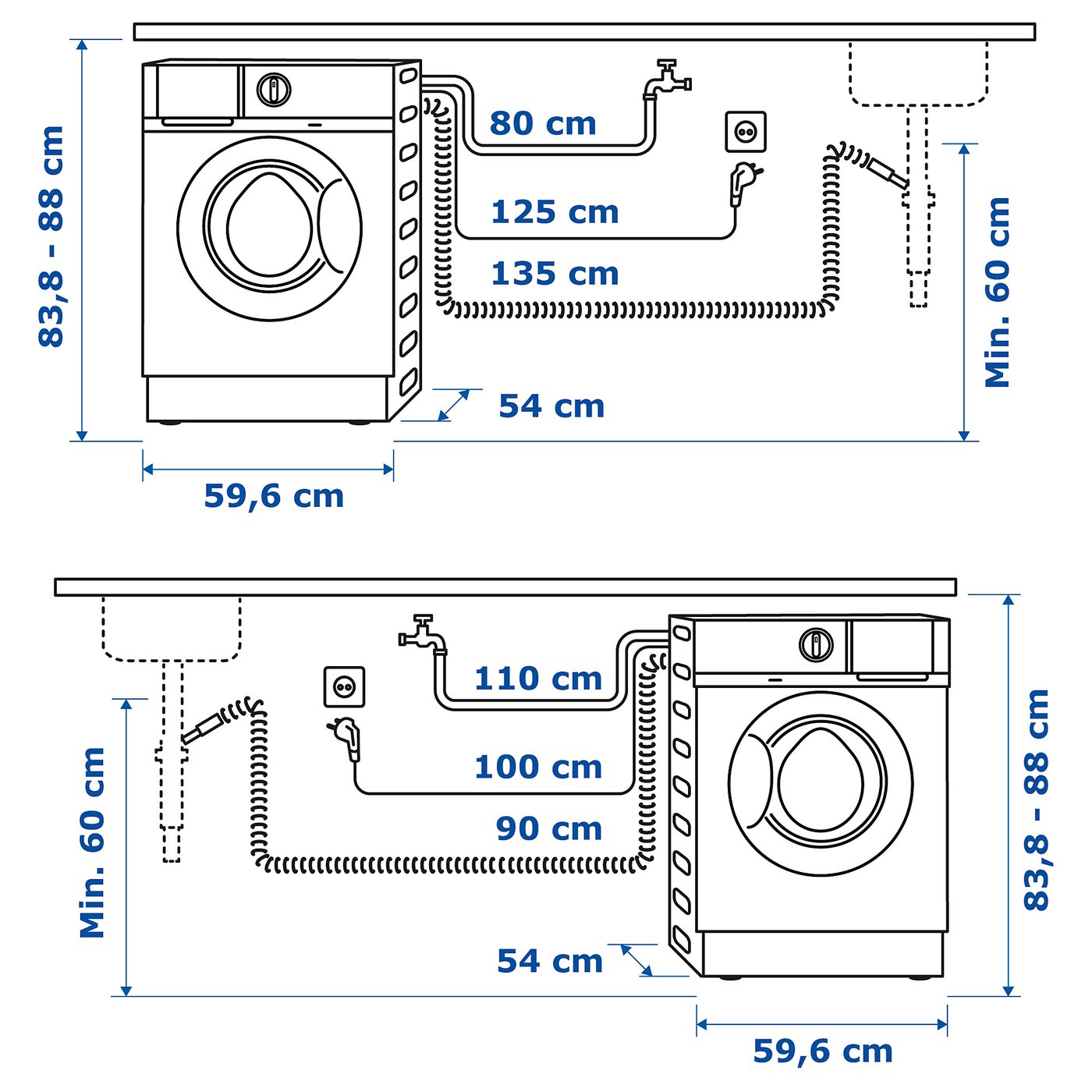 TVÄTTAD Integrated washing machine, white IKEA