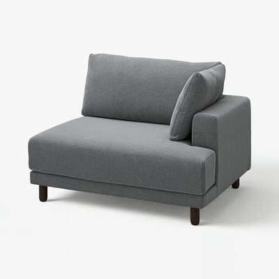 Grey UPPÅKRA sofa with soft cushions, minimalist design, wooden legs, corner module.