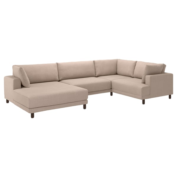 UPPÅKRA U-shaped sofa, 4,5-seat, with chaise longue, left/Samsala grey-beige
