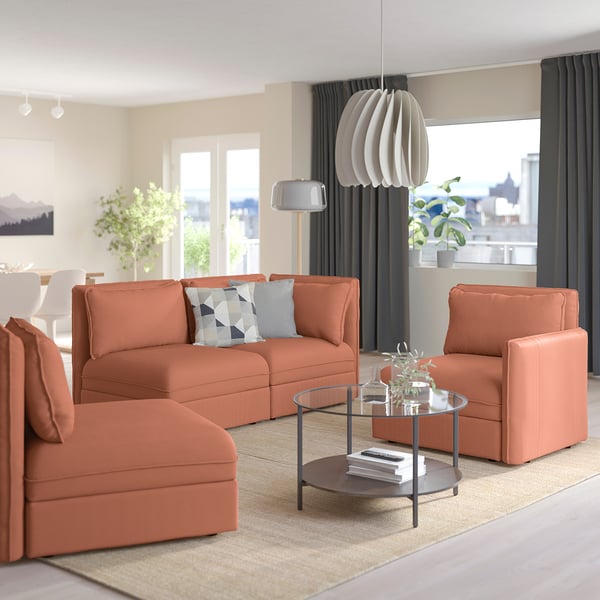 VALLENTUNA Modular corner sofa, 3seat with storage/Kelinge rust IKEA