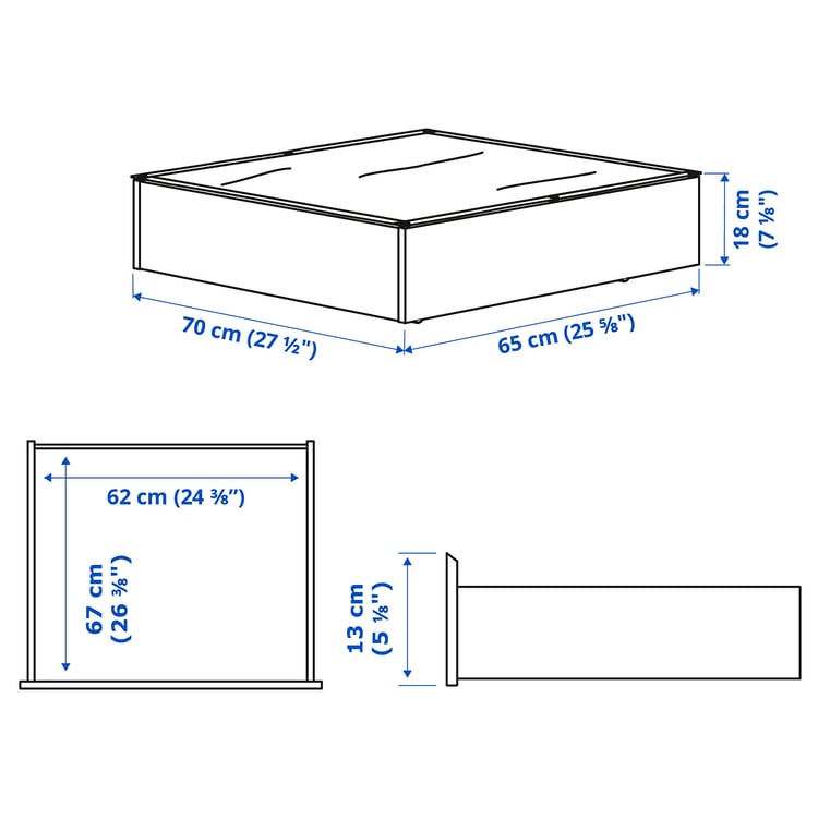VARDÖ Bed storage box, white, 65x70 cm IKEA