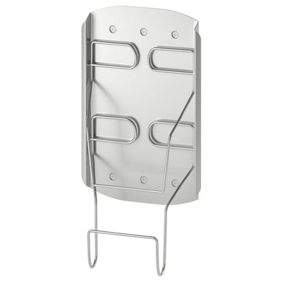 VARIERA silver iron holder, wall mount, keeps iron safe, includes cord holder.