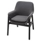 Gray VEDBO armchair, polyester, black legs.
