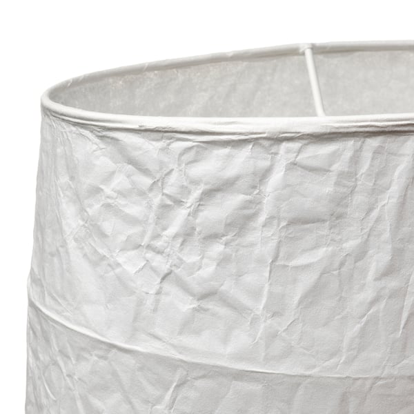 Cylindrical rice paper lampshade, handcrafted, with delicate texture and rigid rim, set against a plain white background.