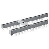 VIDGA gray ceiling-mounted dual-track curtain rail system with hooks.