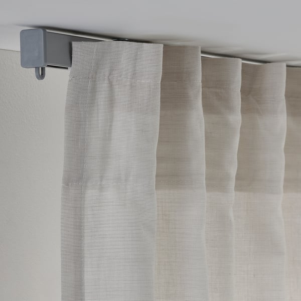 Modern curtain rail system, 140 cm, easy assembly, 2 ceiling fittings, hooks for versatile hanging.