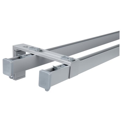 A silver VIDGA double curtain rod system. It includes two horizontal rails and supporting brackets, designed to hold multiple curtain layers.