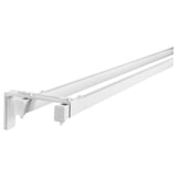 A VIDGA white double curtain rod, slim design, made from aluminum and plastic, for mounting on the wall.