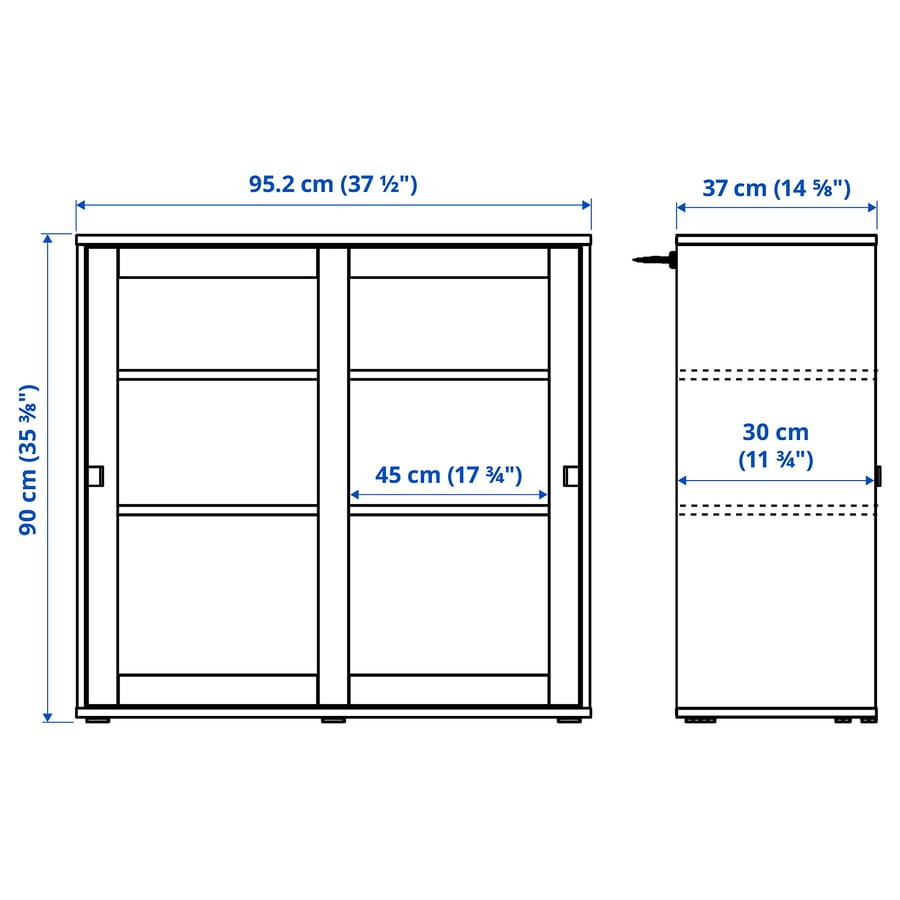 VIHALS with sliding glass doors, white, 95x37x90 cm IKEA