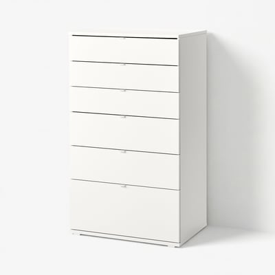 VIHALS Chest of 6 drawers, white/anchor/unlock-function, 70x47x120 cm
