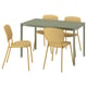 VIHALS / VIHALS Table and 4 chairs, green green/yellow Tibbleby yellow, 125x74 cm