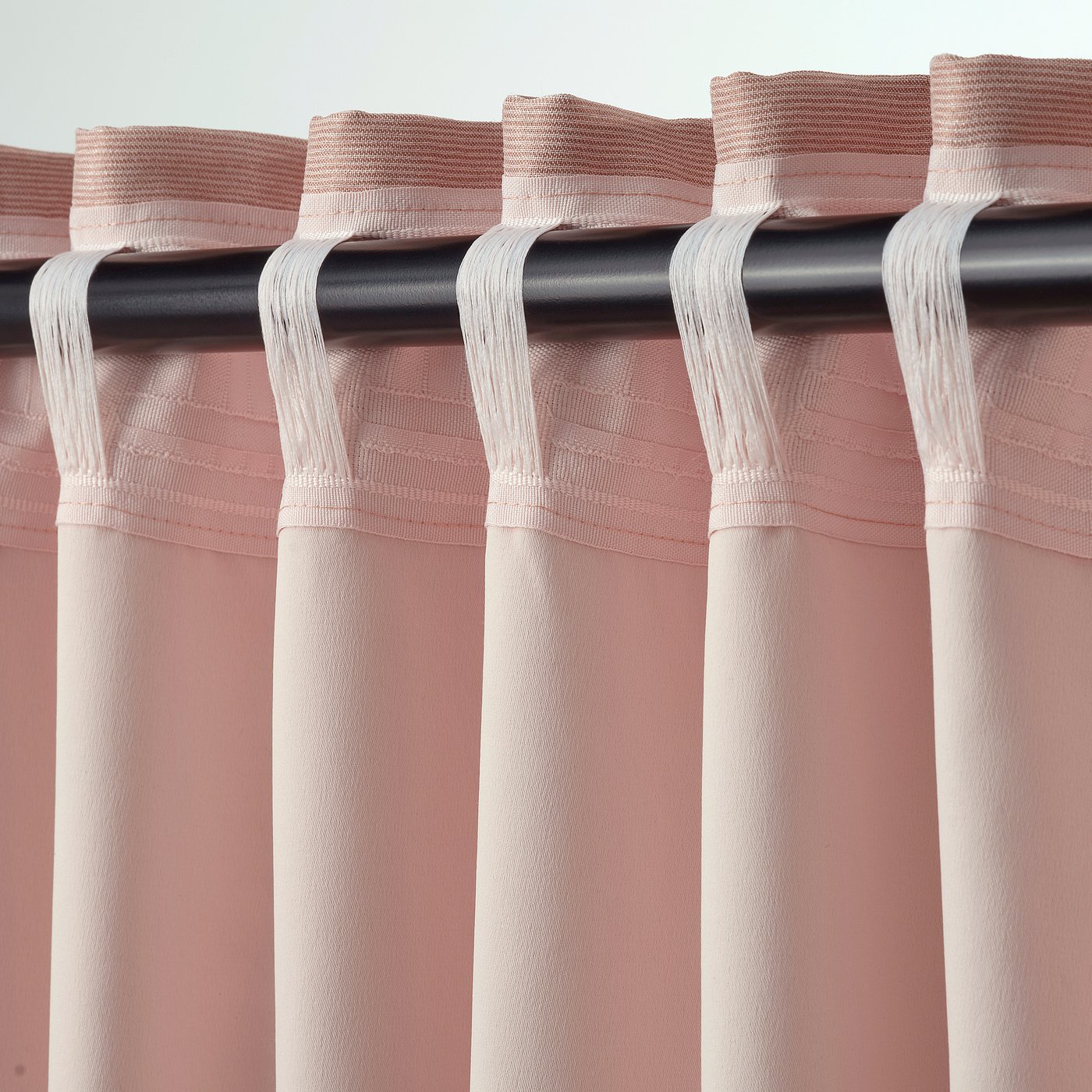 VILBORG room darkening curtains, 1 pair, pink/with heading tape