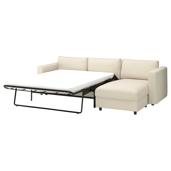 VIMLE 3-seat sofa-bed with chaise longue, Knäbäck light beige